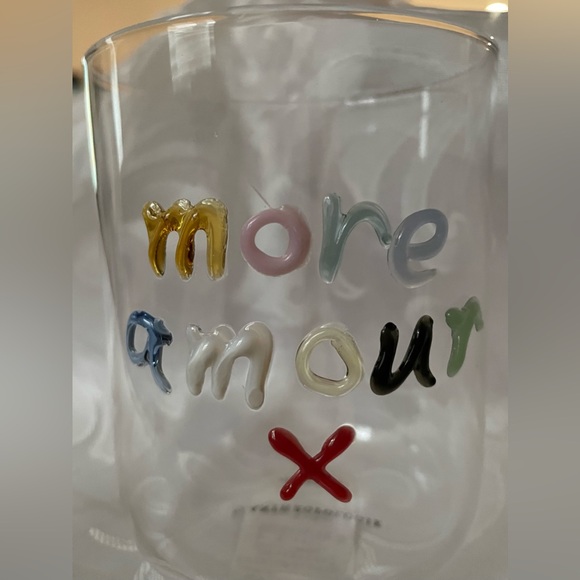 VALENTINE SPECIAL by ANTHROPOLOGIE❤️❤️Colorful 'More Amour' Glass Tumbler New - Picture 1 of 4